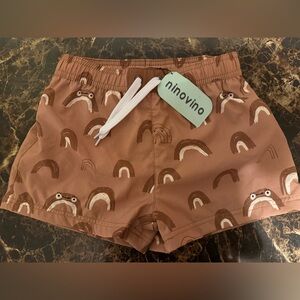 NWT ninovino boys  Brown Patterned Swim Shorts trunk size 8T